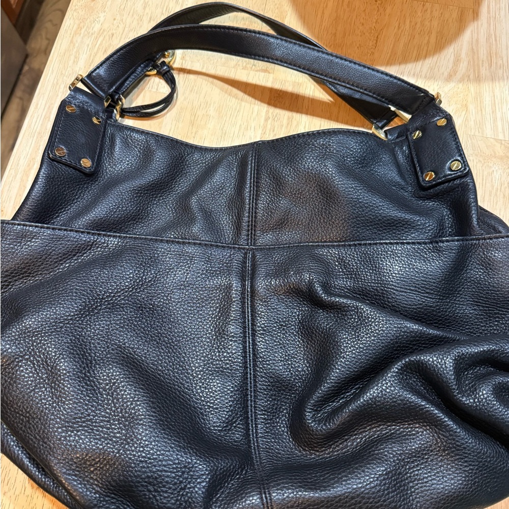 Michael Kors Portland Black Pebbled Leather Hobo Tote Shoulder Handbag Purse - Picture 6 of 11